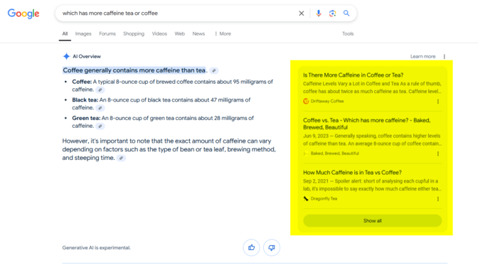 Top links in AI Overview